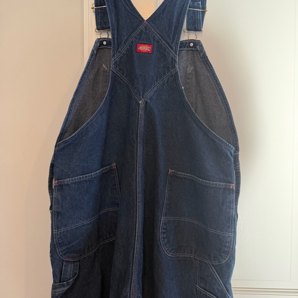 Dickies Overalls Adult 44x30 Blue Denim Bib Workwear Farmer Carpenter Jean EUC - Picture 3 of 7
